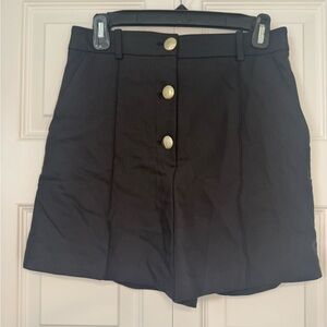Zara Black High-Waist Button-Front Shorts